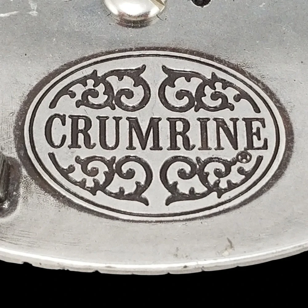 Crumrine Oval Silver Tone Horse Western Cowboy‎ Belt Buckle Ornate Scrollwork